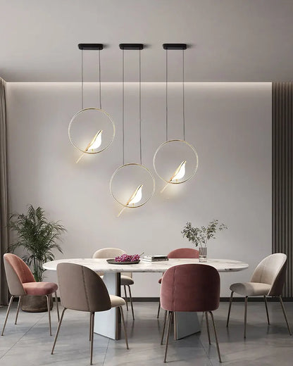 Lampadari a sospensione a LED per uccelli gazza girevoli per interni per lampade a sospensione a soffitto a linea regolabile da comodino per cucina e pranzo