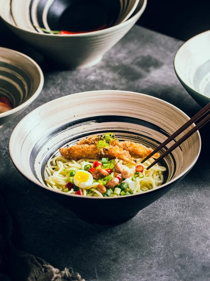 Ciotola giapponese Ramen ciotola per uso domestico di grandi dimensioni e Set di stoviglie per piatti ciotola in ceramica ciotola Ajisen ciotola per minestra di pasta di manzo