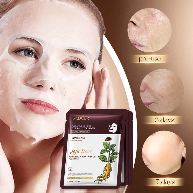 5 pz SADOER Radice di Pianta Maschera Per Il Viso Ginseng Sbiancamento Maschere Per Il Viso Idratante Rassodante Idratante Viso Copriletto Maschera Cura Della Pelle