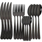 Set di posate in acciaio inossidabile da 16 pezzi - Set di posate nere, lucidate a specchio, lavabili in lavastoviglie, include coltelli, forchette e cucchiai