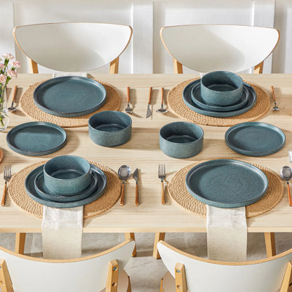 Vancasso WEBB Set di stoviglie in gres da 12 pezzi, include piatti piani, piatti da dessert e ciotole per cereali, per 4 persone