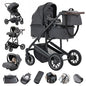 Lussuoso passeggino da viaggio portatile 3 in 1 Carrello pieghevole in alluminio ad alto paesaggio Carrozzina a quattro ruote per neonato