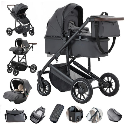 Lussuoso passeggino da viaggio portatile 3 in 1 Carrello pieghevole in alluminio ad alto paesaggio Carrozzina a quattro ruote per neonato