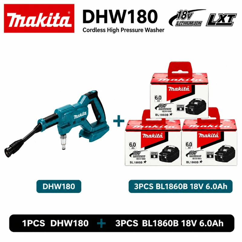 Idropulitrice Portatile a Batteria Makita DHW180 18V per Auto, Moto, Giardino e Patio - Compatibile con Batterie Makita 18V - Disponibilità EU