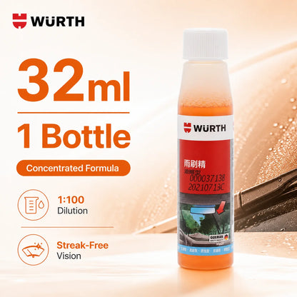 WURTH Detergente Concentrato per Parabrezza 1:100 Miscelazione Rapida Senza Aloni per Vetri Auto 32ml Arancione Blu