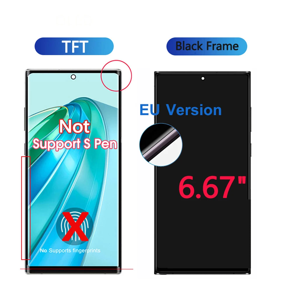 Display LCD Super AMOLED da 6,8 Pollici per Samsung Galaxy S23 Ultra S918, Schermo Touch con Digitalizzatore, Supporto per Impronte Digitali e S-Pen