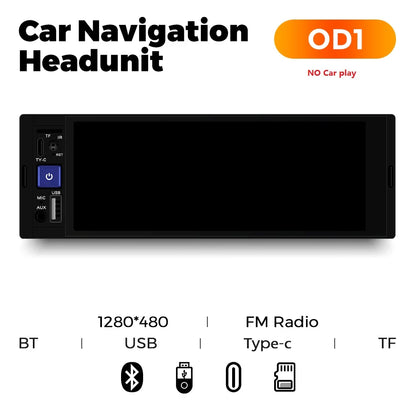 MEKEDE Lettore Video 4K da 5.2/6.86/6.88 Pollici, CarPlay Wireless, Android Auto, Radio FM Multimediale Universale 1DIN con USB Type-C, TF, AUX, ISO, RCA
