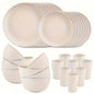 Set di Stoviglie in Plastica da 16/32 Pezzi, Include Piatti Piani, Piattini da Dessert, Ciotole e Tazze, per Uso Domestico e Ristorazione