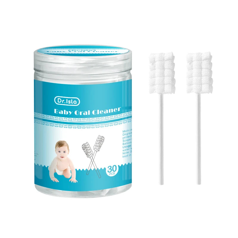 MAMIJOY 30/60pcs Bastone per la pulizia orale del bambino Detergente usa e getta Denti al latte Garza Spazzolino da denti Lavaggio della lingua del bambino Igiene orale neonato