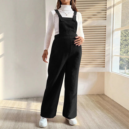 Tuta in Velluto a Coste per Donne in Gravidanza, con Bretelle Regolabili e Gamba Larga, Abbigliamento Casual Primaverile e Autunnale per la Gravidanza