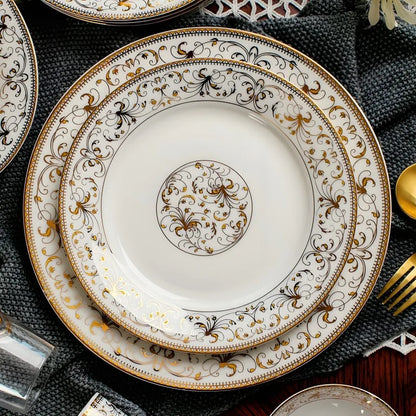 2 pz/set, 8 + 10 pollici, set da pranzo bone china piatti e piatti, piatti da buffet in ceramica per feste, caricabatterie per piatti in porcellana, feste