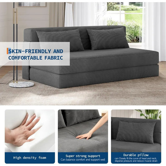 Garvee Divano Letto Pieghevole 4-in-1 Convertibile, Divano Multifunzionale con Trapuntatura a Bottoni e Cuscino, Divano Pieghevole per Soggiorno, Camera da Letto e Camera degli Ospiti