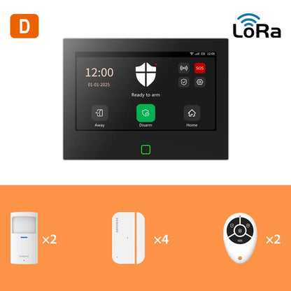 Staniot Kit di protezione Lora da 7 pollici WiFi 4G Tuya Sistema di allarme domestico intelligente con batteria da 5000 mAh Distanza 500 M Funziona con Alexa