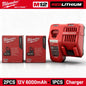 Batteria di ricambio Milwaukee 12V per 6.0Ah XC 48-11-2412 48-11-2440, compatibile con M12 Fuel MLW2553-20 2462-20
