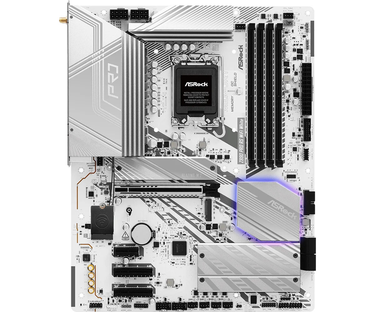 Scheda Madre ASROCK Z890 PRO RS WIFI BIANCA Intel Z890 LGA1851 Supporta CPU Ultra 7 270K Plus 5 250K Plus 7 265K DDR5 2.5G LAN ATX