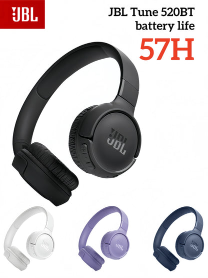 Cuffie wireless JBL Tune 520BT, modello on-ear, con Bluetooth 5.3, batteria da 57 ore, suono con bassi potenti, leggere, pieghevoli, connessione multipunto, ideali per l’uso quotidiano, in offerta.