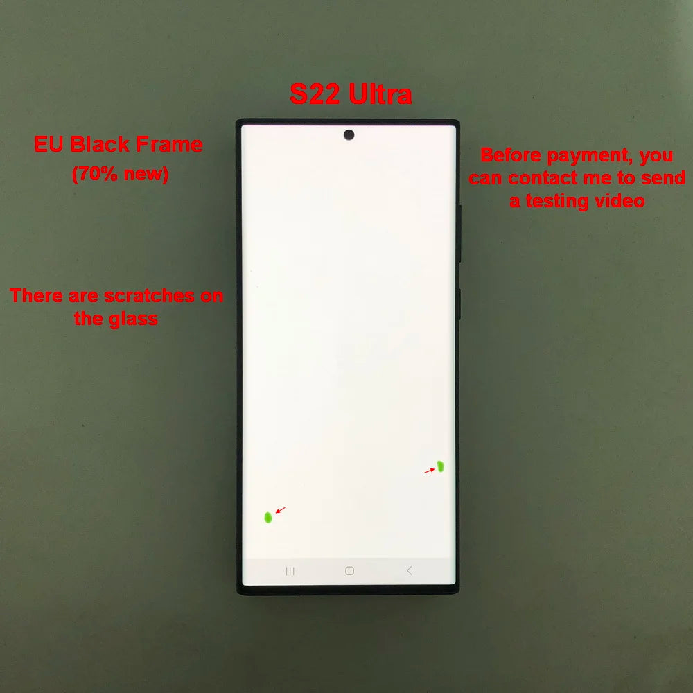 Display Super AMOLED per Samsung Galaxy S22 Ultra LCD SM-S908 S908U S908E, Schermo Touch Digitizer di Ricambio con Difetti