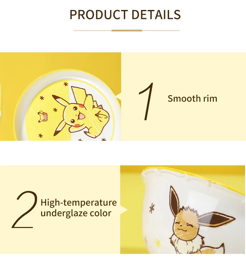 Set di Stoviglie in Ceramica Pokemon Autorizzato SHUNXIANG, Piatti con Motivi Cartoon, Set da Cena, Adatto al Microonde, per Casa, Ciotole