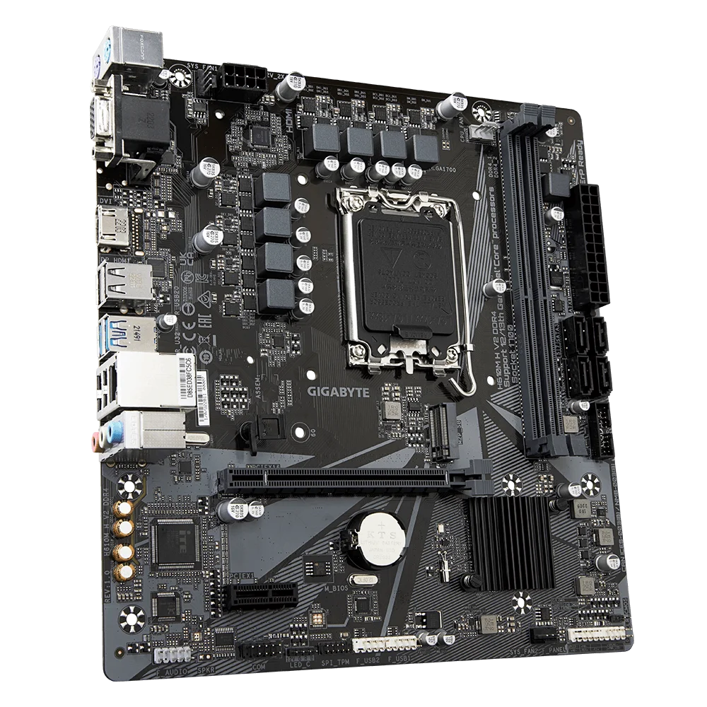 Scheda Madre Gigabyte H610M H V2 DDR4 Intel H610 LG A170 DDR4 M.2 64GB Micro ATX Supporta Core I9-13900F I7-14700T I7-12700 I5-144