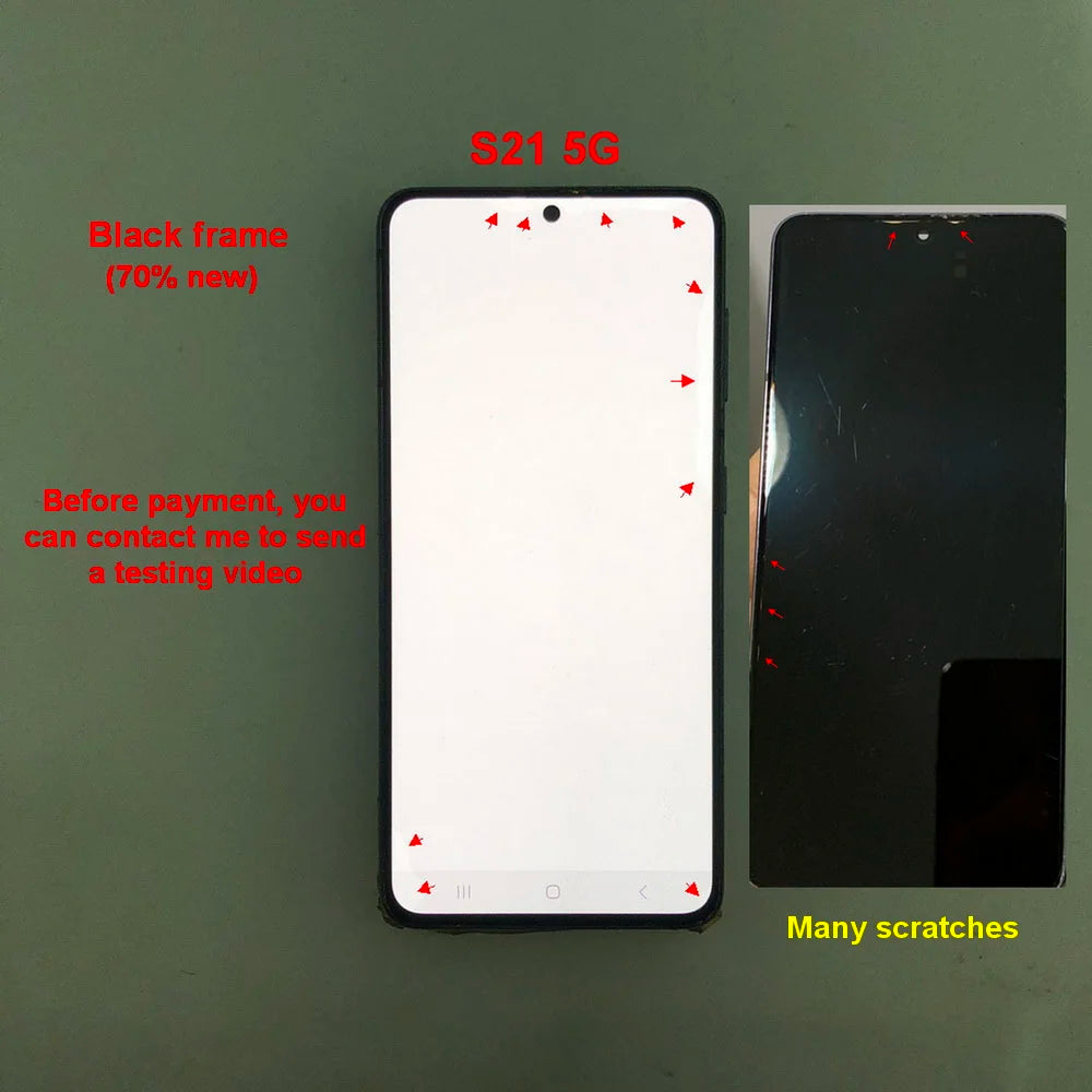 Display LCD Super AMOLED per Samsung S21 5G G990F G991F G991U G991B/DS, Schermo Touch Digitizer 6.2'' con Difetti, Ricambio Schermo