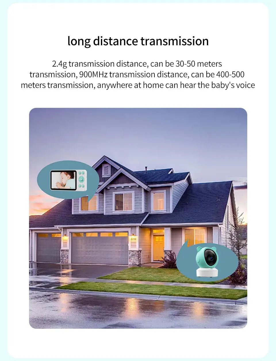 Danmini 2.4G 5 pollici Baby Monitor Tuya App Telecomando 1080P Videocamera Video Citofono bidirezionale Rilevazione movimento Monitor wireless