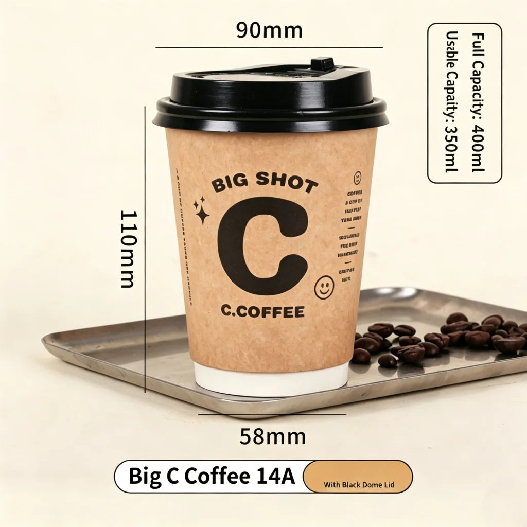 50 bicchieri di carta kraft usa e getta da 8/10/14oz, a doppia parete, isolati, per caffè, tè, latte e succhi, ideali per caffetterie e negozi.