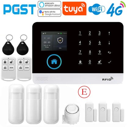 Sistema di allarme domestico PGST, 4G, WIFI, GSM, allarme di sicurezza, antifurto con sensore di movimento per porte, controllo tramite l'app Tuya Smart, compatibile con