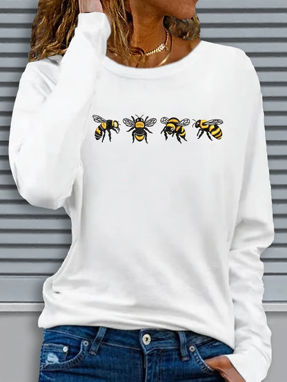 Abbigliamento primaverile e autunnale da donna in cotone 100 T-shirt stampata con cuore colorato Manica lunga Girocollo Top casual