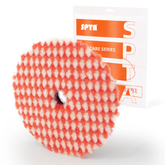 SPTA 1Pc T140 Tamponi per Lucidatura a Taglio Intenso Arancione Bianco a Pelo Corto per Lucidatrice RO/DA, Rimuovono Segni di Levigatura e Graffi Profondi