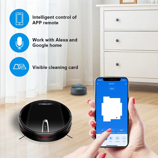 LIECTROUX V3S PRO Robot Aspirapolvere e Lavapavimenti, Mappatura Intelligente, App WiFi, 4KPa, Motore Senza Spazzole, Ideale per Peli di Animali, Tappeti, Pavimenti