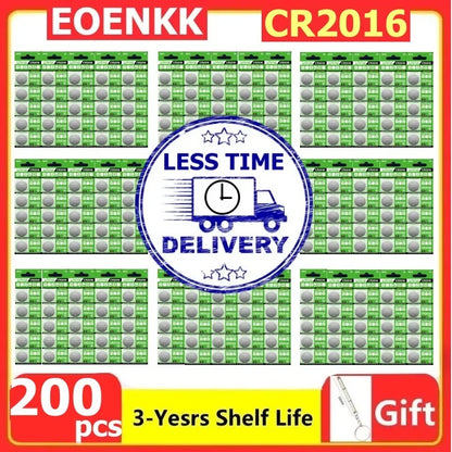 10-200 PZ LR2016 Batteria al litio ricaricabile 3 V sostituisce CR2016 LM2016 per orologio, calcolatrice, chiave dell'auto, pulsante a distanza, pila a bottone