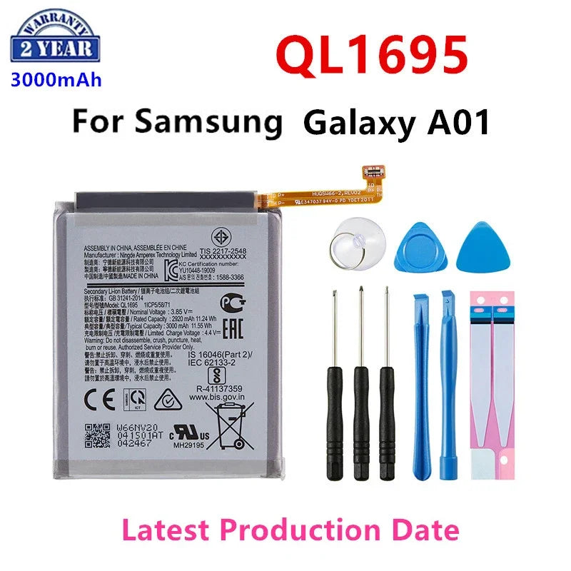 Nuovissima batteria di ricambio QL1695 3000mAh per batterie per telefoni cellulari Samsung Galaxy A01 + strumenti