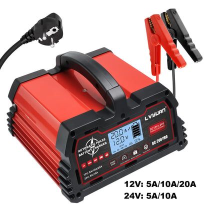 Caricabatterie LVYUAN 20A/25A/30A/40A per Batterie al Piombo-Acido 12V/24V/LiFePO4/AGM/STD/Gel/EFB con Funzione di Riparazione a Impulsi