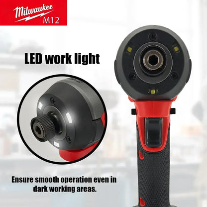 Cacciavite elettrico Milwaukee M12, potente cacciavite a batteria, ideale per lavori di manutenzione domestica e progetti fai-da-te (batteria non inclusa).