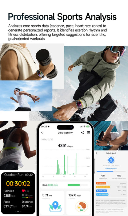 Nuovo Smartwatch per Uomo con Diagnosi ECG Accurata, Misurazione di Pressione Sanguigna, Ossigeno nel Sangue, Grasso nel Sangue, Acido Urico, Temperatura, Chiamate Bluetooth