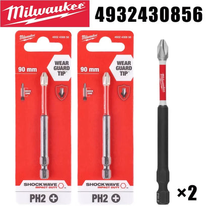 Punte per Trapano a Impatto Milwaukee Shockwave PH2, Serie di Punte per Avvitatore da 25mm/50mm/90mm