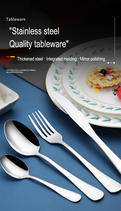 Set di posate da 24 pezzi in acciaio inossidabile, set di stoviglie, cucchiaio e forchetta, coltello, forchetta, cucchiaio da dessert, cucchiaio da tè