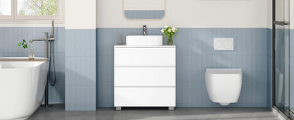 Mobile da bagno con 3 cassetti grandi, 30 x 60 x 63 cm, mobile base da bagno con piedini, mobile da toeletta indipendente
