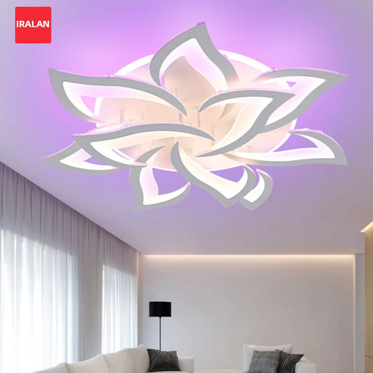 Lampadario a LED IRALAN, Luce da Soffitto, Illuminazione d'Atmosfera per la Casa, Lampadario a Soffitto, Lussuoso Lampadario a Loto per Camera da Letto e Soggiorno, Decorazione