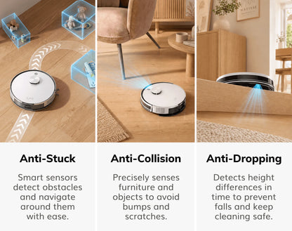 Robot Aspirapolvere ILIFE A30 Pro con Stazione di Svuotamento Automatico, Forte Aspirazione 5000Pa, Navigazione LDS, 180 Minuti di Autonomia, Funzione 2-in-1 Lavaggio e Spazzamento, Controllo APP, Pulizia di Pavimenti e Tappe