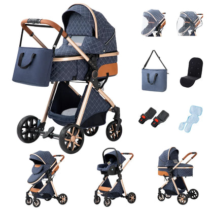 Passeggino 3 in 1 Passeggino multifunzionale Facile da viaggio pieghevole Seggiolino di sicurezza per carrozzina portatile Standard UE Spedizione gratuita