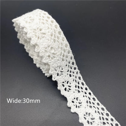 10mm-50mm 2 metri di nastro di pizzo di cotone 100% bianco per abbigliamento tessuto da cucito rifiniture in cotone all'uncinetto nastro di pizzo accessori fatti a mano
