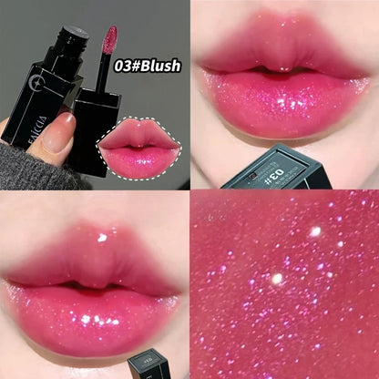 Rossetto Nero Opaco Scintillante Rosso, Lucidalabbra Punk Gotico, Trucco di Halloween, Rossetto in Mousse, Rossetto Impermeabile Anti-sbavature, Tinta Labbra