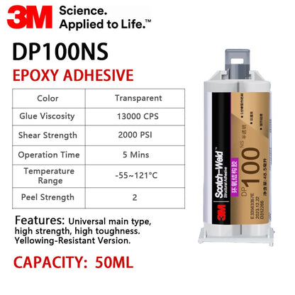 Adesivo epossidico originale 3M DP100 Scotch Weld 50ML Adesivo strutturale trasparente a due componenti DP100NS DP100PLUS