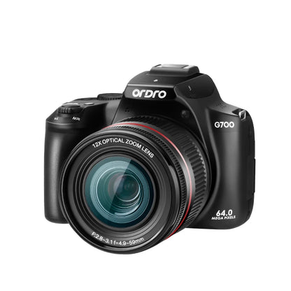 Ordro 4K Fotocamera digitale 12x Zoom ottico Videocamera per fotografia Messa a fuoco automatica 2024 Nuovo Vlog Camara Flash LED integrato