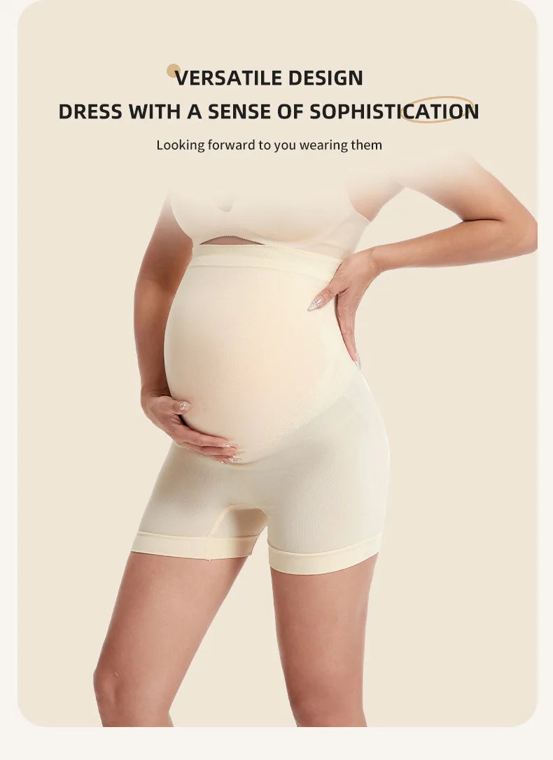 Pantaloni premaman senza cuciture a vita alta Donne incinte Comode mutandine di sicurezza Mutandine da donna Gravidanza Leggings corti Intimo