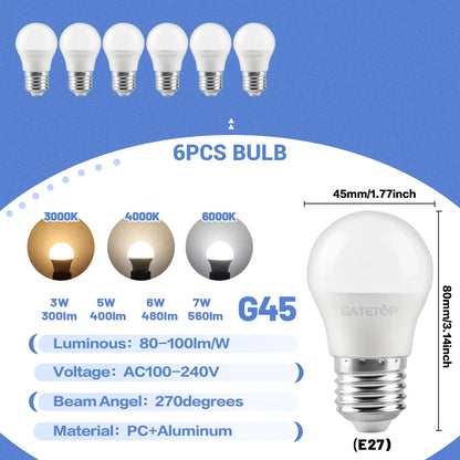 1-10 Pezzi Lampadina LED Mini G45 3W-7W AC100-240V E27 Luce Diurna Fredda per Illuminazione e Decorazione Soffitto Soggiorno