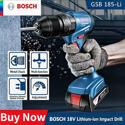 Bosch GSB 185-LI Trapano a Percussione Senza Spazzole 18V 1900RPM Cacciavite Elettrico Multifunzione Utensili Elettrici (Senza Batteria)