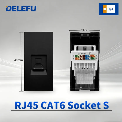 DELEFU Modulo Presa Combinabile Tipo-C Brasile - Uso Domestico - Nero - Assemblaggio Fai-da-te - Presa con Interruttore per Ricarica Rapida USB Tipo-C