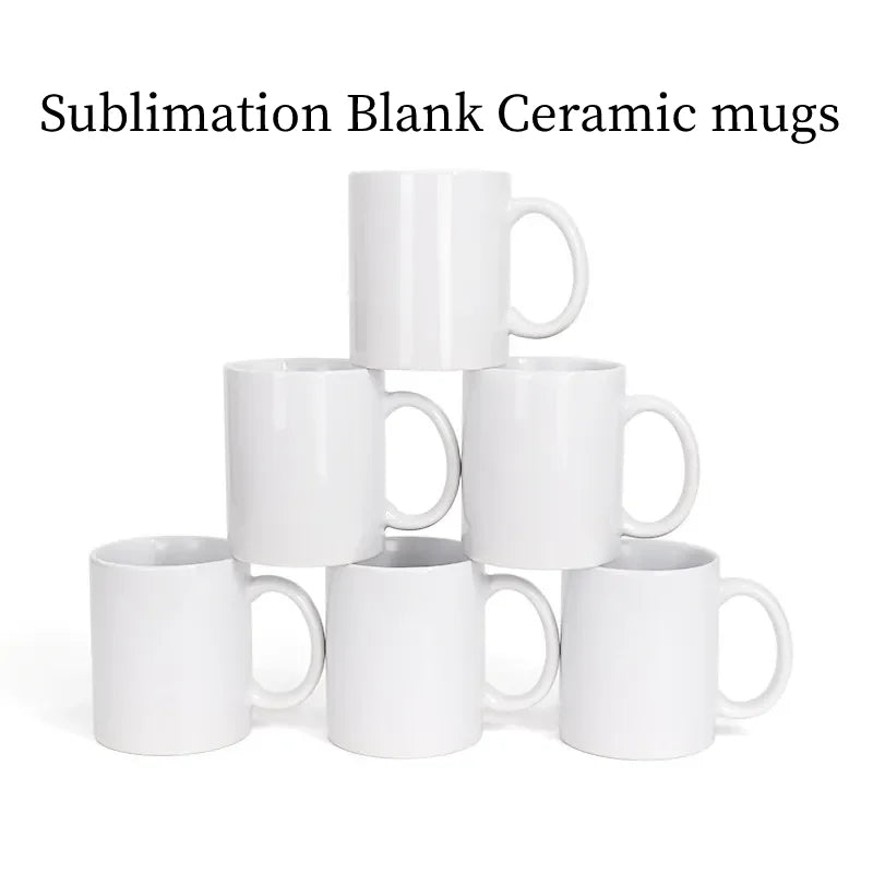 Tazze in Ceramica Bianca per Sublimazione 11Oz, Set da 2/4/12 Pezzi, Tazze in Porcellana per Caffè e Latte, Personalizzabili con Logo, Regalo per la Famiglia